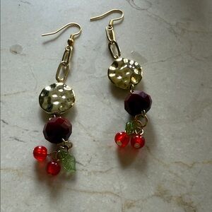 Handcrafted Cherry Charm Earrings